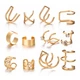 Набір кафф 12 штук біжутерія сережки золотисті Fashion Jewelry (II) 18970 - зображення 1