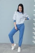 Демісезонний жіночий спортивний костюм Fashion в полоску 46/48 джинс - зображення 3