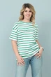 Удлиненная женская футболка Fashion в полоску 46/48 зеленый - изображение 3