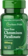 Хром пиколинат, Chromium Picolinate, Puritan's Pride, без дрожжей, 800 мкг, 90 таблеток (PTP-12600) - изображение 1