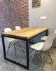 Дизайнерский Кухонный обеденный стол из натурального дерева Loft Design 140x80x75h Черный / Дерево ATL101 - изображение 2