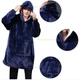Плед толстовка двухсторонняя халат с капюшоном и рукавами флисовый Huggle Hoodie Blanket 3-в-1 Унисекс Синий One Size (D-2019091215) - изображение 8