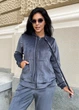 Велюровый спортивный костюм на молнии с капюшоном Q4139-1 L-XL (50-52) Серый - изображение 3