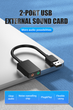 Звуковая карта Vention USB - 2x 3.5мм minijack с поддержкой микрофона 16 бит/48 кГц TRS Наружный Адаптер Стерео AUX 3-пиновый Черный CDYB0 - изображение 2