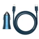 Зарядное устройство Baseus Автомобильное USB + Type-C + Type-C - Lightning Кабель 1м 40W USB-A Power Delivery 3.0 Quick Charge 4+ SCP FCP AFC + Умная Зарядка Golden Contactor Pro Металлический Синий - изображение 10