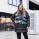 Куртка женская большого размера зимняя UF-Fashion Алина-окс 54 черный+бирюзовый - изображение 4