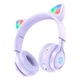 Дитячі бездротові навушники Hoco W39 "Котячі вушка" kids RGB підсвітка Бузковий - зображення 1