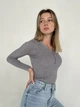 Женская кофта Accorddream водолазка с пуговицами серого цвета S M L 42-48 - изображение 2