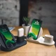 Бездротова зарядна станція Fast Charge 3 в 1 бездротова док станція для телефону , навушників та годинників, бездротовий зарядний пристій бiлого кольору - зображення 3