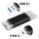 64Gb флешка двухсторонняя USB 3.1 + Type-C, 135/78 мБ чтение/запись, черная, флеш память накопитель OTG - изображение 2