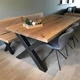Дизайнерский Кухонный обеденный стол из натурального дерева Loft Design 200x800x75h Черный / Дерево ATL214 - изображение 1