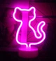 Ночник неоновый лампа светильник Fire Кошка розовая new - изображение 1