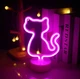 Ночник неоновый лампа светильник Fire Кошка розовая new - изображение 3