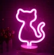 Ночник неоновый лампа светильник Fire Кошка розовая new - изображение 5