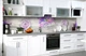 Кухонний фартук на стіну Квіти фарбами (наклейка для кухні ПВХ плівка скіналі) Абстракція Фіолетовий 60х200 см - зображення 4