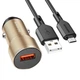 Автомобільний зарядний пристрій BOROFONE BZ19A Wisdom single port QC3.0 car charger set(Micro) 18W Gold - изображение 1