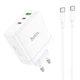 Мережеве зарядне (ЗЗП) Hoco N30 Glory PD65W (2Type-C/1USB) + Type-C to Type-C Білий - зображення 1