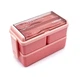 Набір Bento Set ланч бокс 3 в 1/супниця/ланч бег/вилка/ложка рожевий (LB-104044) - зображення 5