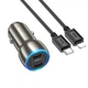 Адаптер автомобильный HOCO Type-C to Lightning Cable Tough dual port Car charger Z48 | 2Type-C, 40W/3A, PD/QC| grey - изображение 3