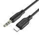 Аудиокабель BOROFONE BL18 iP to 3.5mm male, silicone, 1m, Black 6941991101045 - изображение 1