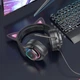 Ігрові навушники з вушками Hoco W107 Cute cat luminous cat ear gaming headphones Phantom Чорно-Рожевий - изображение 4