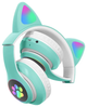 Наушники c кошачьими ушками CAT BL 4.2 c RGB подсветкой и MP3 плеером MicroSD, FM Зеленые - изображение 6