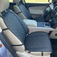 Накидка для авто з перфорованої екошкіри, Чорна з подвійним чорним рядком, Преміум+, 1 передня - зображення 2