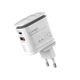 Сетевое зарядное устройство Ldnio A2423C USB/ Type-C QC PD 25W ночник белое + кабель Type-C to Lightning - изображение 1