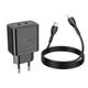 Сетевое зарядное устройство Hoco N35 2 Type-C PD 45W черное + кабель Type-C to Lightning - изображение 4