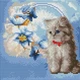 Алмазная мозаика на подрамнике ColorArt Котик с цветами 20х20 DDP1216 + Подарок лак для покрытия - изображение 2
