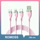 Зарядка 3 в 1 ROMOSS Soft Touch з USB to Micro / Lightning / Type-C 2.5A 1.5m Рожевий - зображення 1