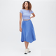 Спідниця Uniqlo SATIN PLEATED розмір S блакитна (456442) - изображение 1