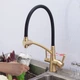 Смеситель для кухни на две воды Gappo G4398-1 с гибким изливом, черный/бронза - изображение 3