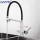 Смеситель для кухни на две воды Gappo G4398-9 с гибким изливом, белый/черный - изображение 2