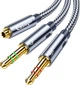 Аудио кабель Essager Teana Headphone Audio Splitter 3.5 мм Female to Dual 3.5 мм Jack Male Aux Cable 0.25 м Grey (EYPS35-TLB0G) - изображение 1