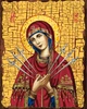 Картина по номерам 40×50 см Kontur. Икона Божьей Матери "Смягчение злых сердец" (Семистрельная) DS0530 - изображение 1