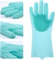 Универсальные перчатки для кухни с щеткой KITCHEN GLOVES 5511 силиконовые, Голубые - изображение 5