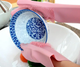 Универсальные перчатки для кухни с щеткой KITCHEN GLOVES 5511 силиконовые, Розовые - изображение 2
