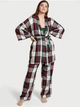 Жіноча піжама Костюм для дому сорочка топ штани Victoria's Secret Flannel 3-Piece Set White Green Plaid - зображення 1