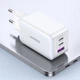Сетевое зарядное устройство UGREEN CD244 USB-A+2xUSB-C 65W GaN Tech Fast Charger White (15334) - изображение 4