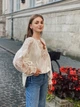 Праздничная женская вышиванка бохо бежевая "Лаки" на домотканом полотне 12228-52 (ХL) - изображение 5