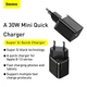 Сетевое зарядное устройство с входом Type-C BASEUS Super Si quick charger (1Type-C, 3A/30W, PD/QC). Black - изображение 8