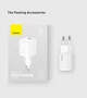20W зарядний пристрій Baseus Charger для Iphone, Apple, Samsung, Xiaomi швидка зарядка PD біла - зображення 4