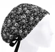 Медицинская шапочка женская HeadwearUniverse универсальная принт Цветы белые на черном - изображение 1