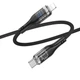 USB кабель Hoco U115 Transparent With Display PD20W Type-C to Lightning 1.2m, Black - зображення 1