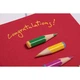 Открытка авторская с аппликацией "Карандаши Congratulations" красная без дарственной надписи - изображение 2