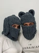 Комплект в'язаних балаклав Alize Puffy 2 шт, з вухами та ланцюжком, Вугільно-сірий (00257187) - зображення 1