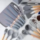 Набор кухонных принадлежностей Kitchenware Set 19 предметов (ножи, аксессуары, подставка) серый - изображение 3