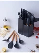 Набір кухонного приладдя Kitchenware Set 19 предметів (ножі, аксесуари, підставка) чорний - зображення 3
