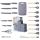 Набор кухонных принадлежностей Kitchenware Set 19 предметов (ножи, аксессуары, подставка) серый - изображение 6
